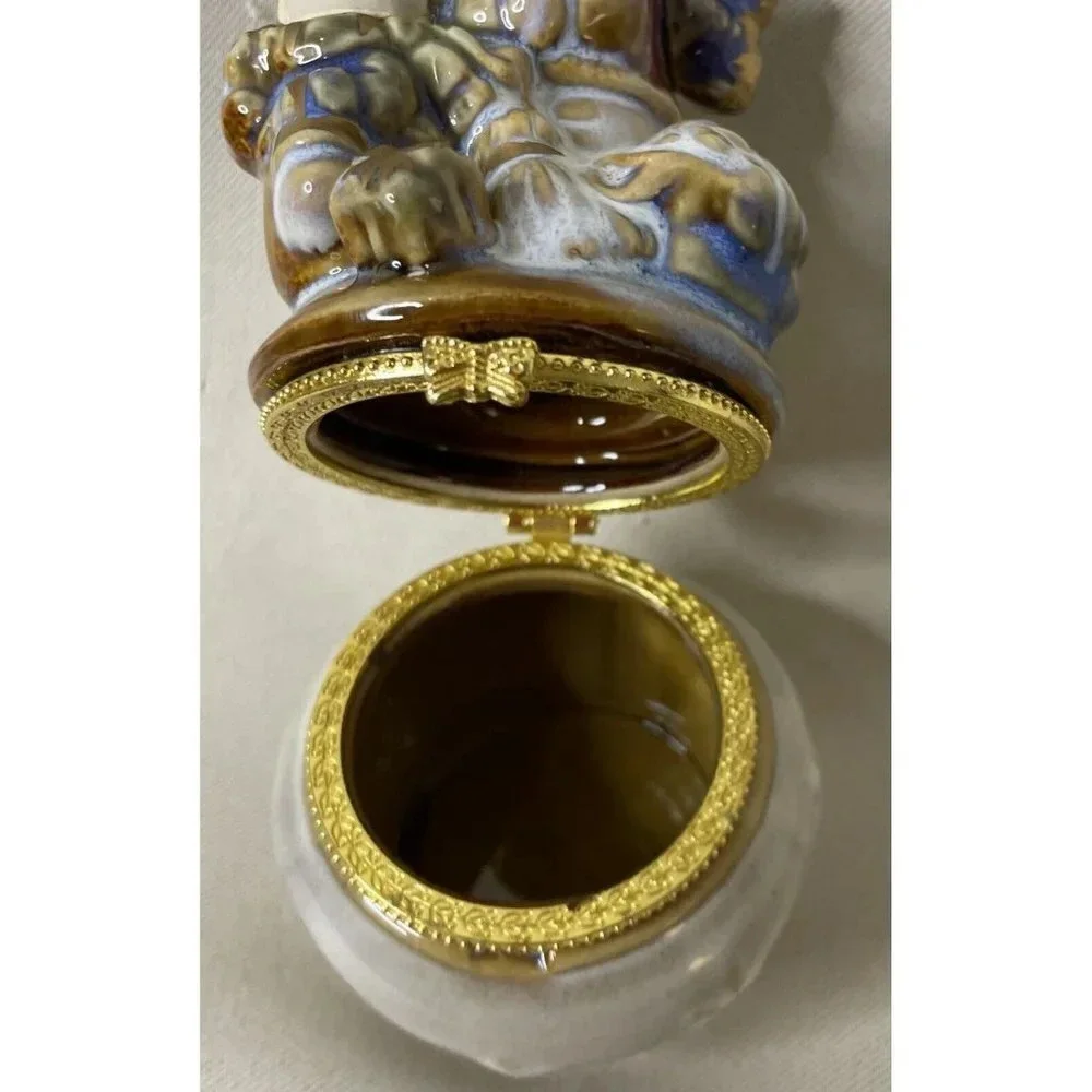Ceramic Snowman Hinged Keepsake Trinket‎ Box Kirklands Potters Garden Christmas